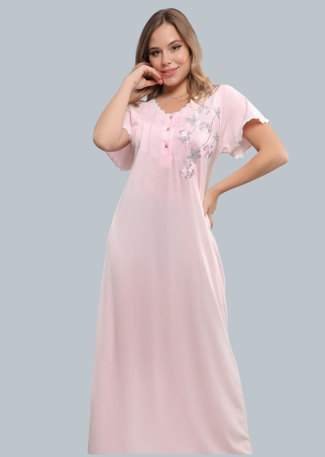 فستان منزل أنيق بنقشة ورود ناعمة 2326
