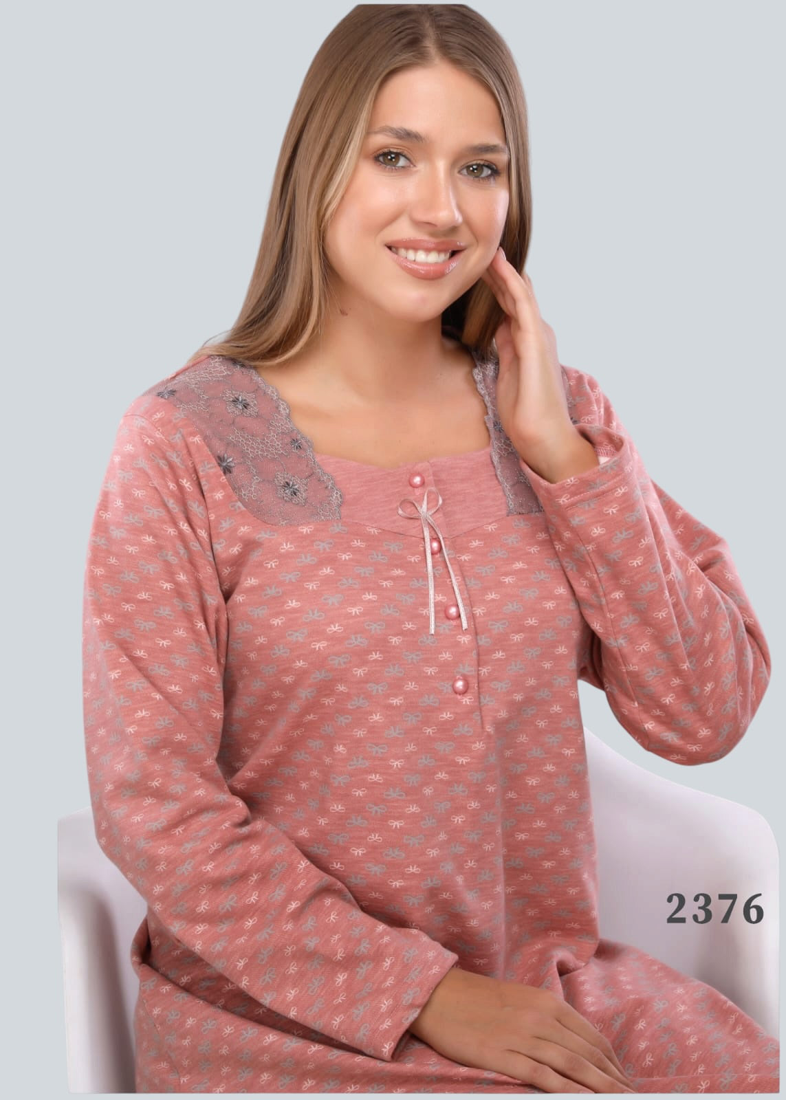 فستان منزلي منقوش بلمسة 2376