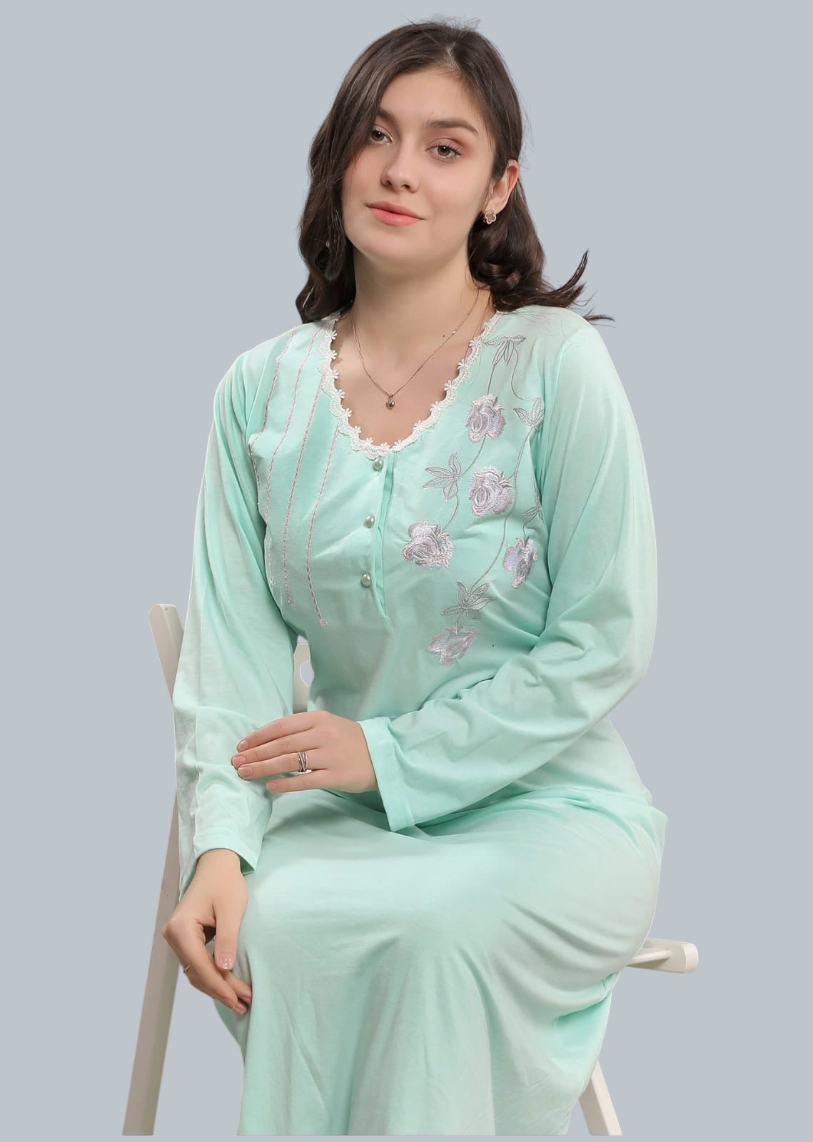 فستان منزل أنيق بنقشة ورود ناعمة 2326